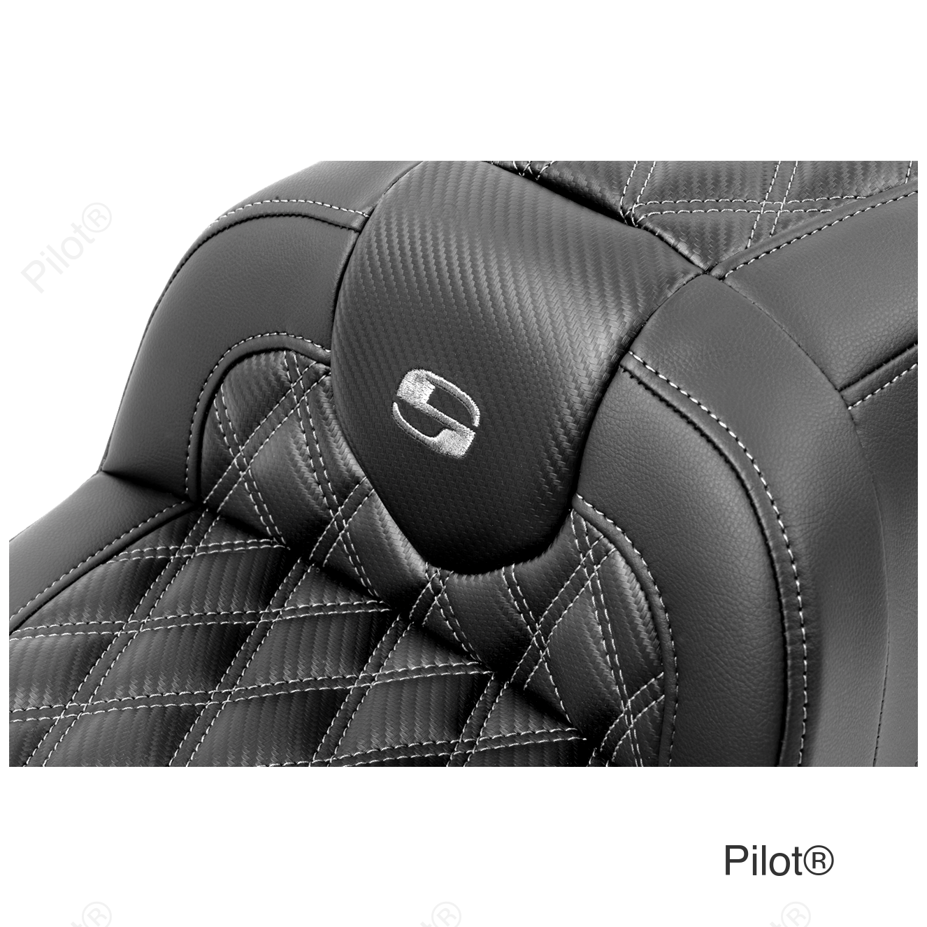 RoadSofa™ Seat - with Backrest - Carbon Fiber - Lattice Stitch - Gray Stitch - FLTR/FLHX '23-'24