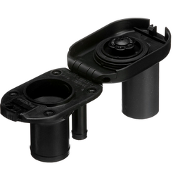 Seachoice Deck Mount Gas Fill Plate w/ Vent, Hinged Flip-Top, Molded Black Plastic thumbnail-1