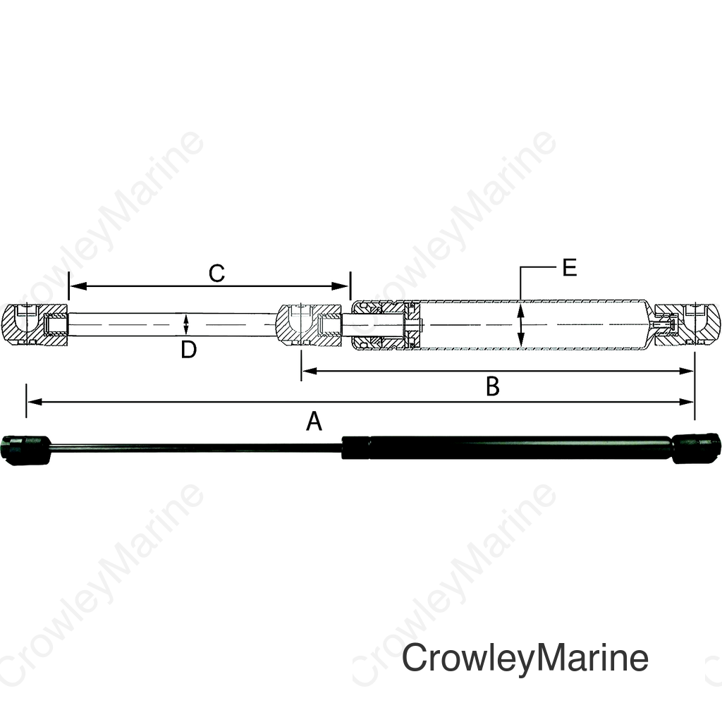 JR Products Hardline Black Nitride Shaft Gas Spring