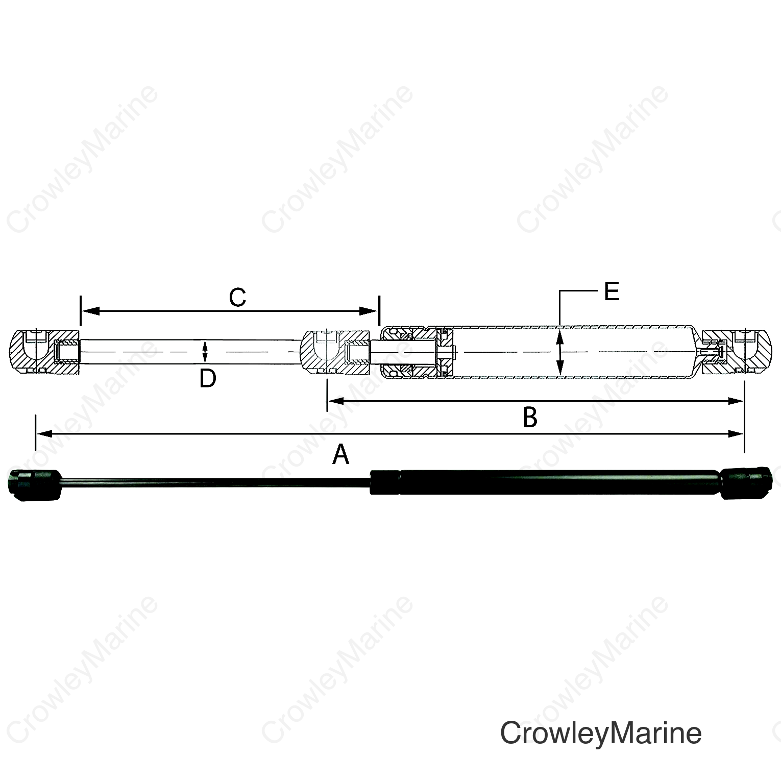 JR Products Hardline Black Nitride Shaft Gas Spring