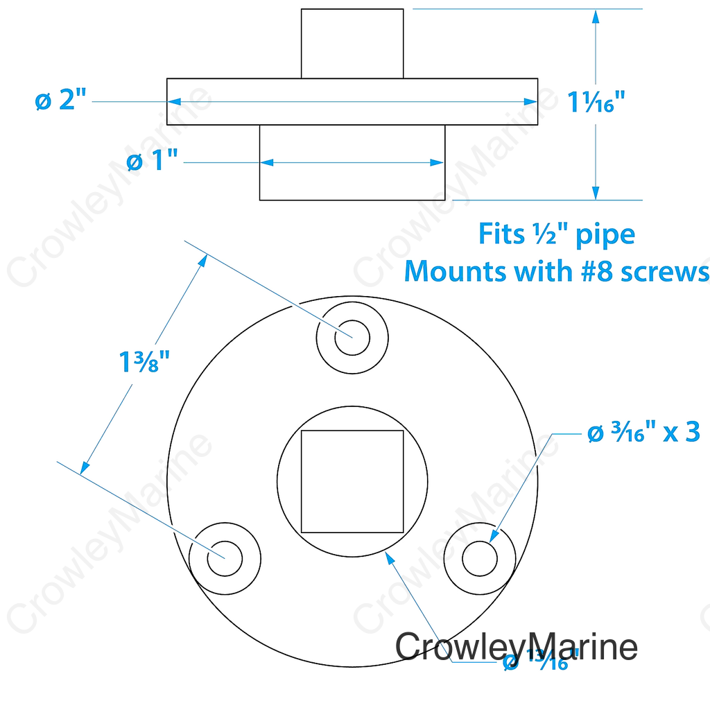 Seachoice Garboard Drain Plug, Stainless Steel, Fits 1/2 In. Pipe, Includes Flange and Plug