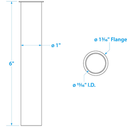 Seachoice Brass Drain Tube, 6 in. Long, 1 in. ID, 90-Degree Flange One End thumbnail-0