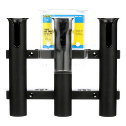 Seachoice Fishing 3-Rod Storage Rack, Holds 3 Fishing Rods with Slots for Knives and Pliers, Black thumbnail-2