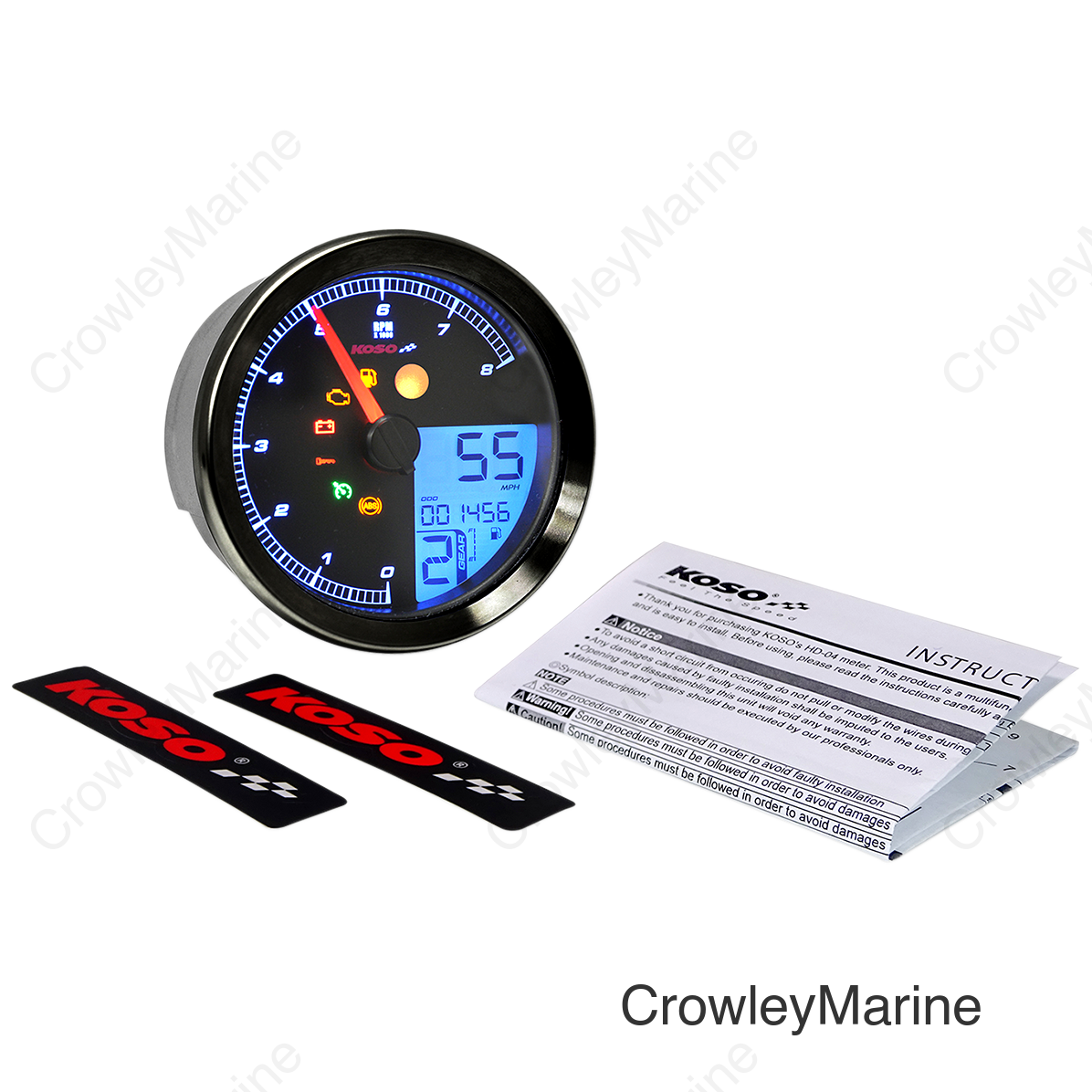 Multi-Function Speedometer/Tachometer - HD-04 - Black