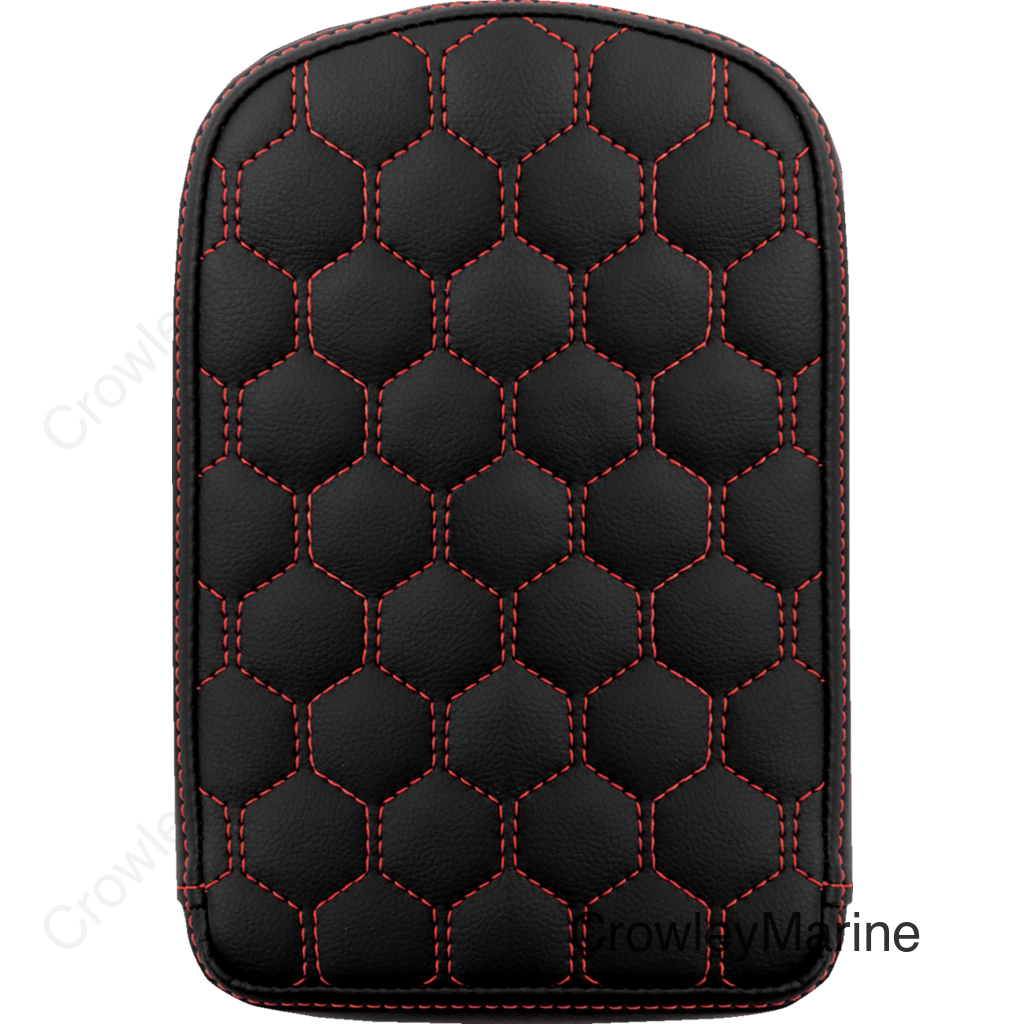 RoadSofa™ Sissy Bar Pad - Honeycomb - Red Stitching