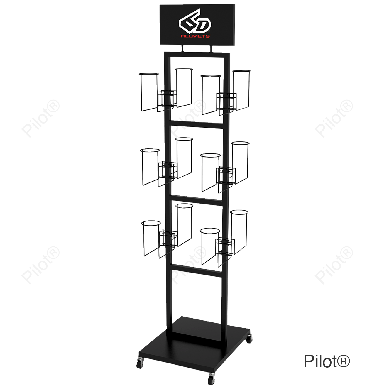 FLOOR DISPLAY HELMET RACK 6D BOX 1 OF 2