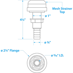 Seachoice Thru-Hull Strainer Mount With Aerator Screen, Fits 3/4 In. Hose thumbnail-2