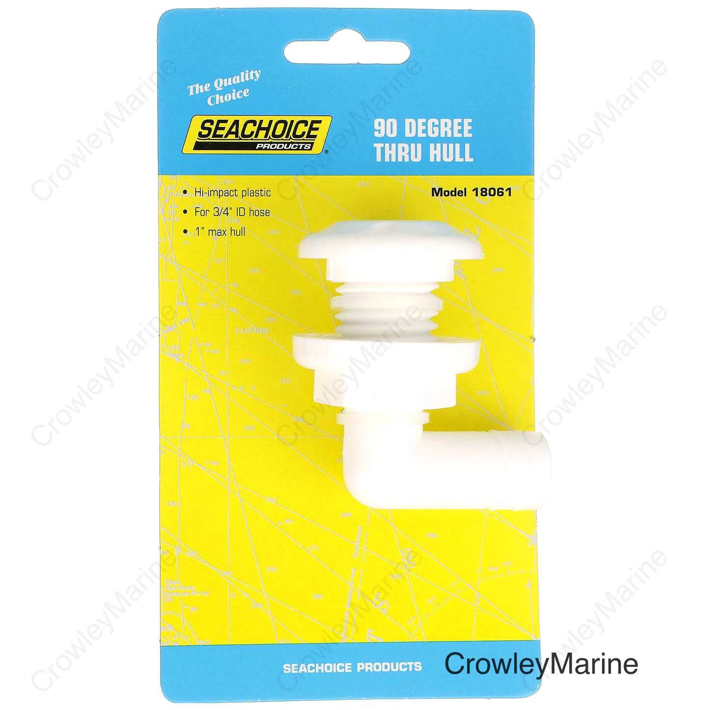 Seachoice 90-Degree Thru Hull Fitting, Fits 3/4 In. ID Hose, 7/8 In. Max. Hull