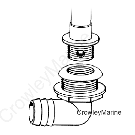 90 Degree Thru-Hull, 1-1/8" Barb, Standard