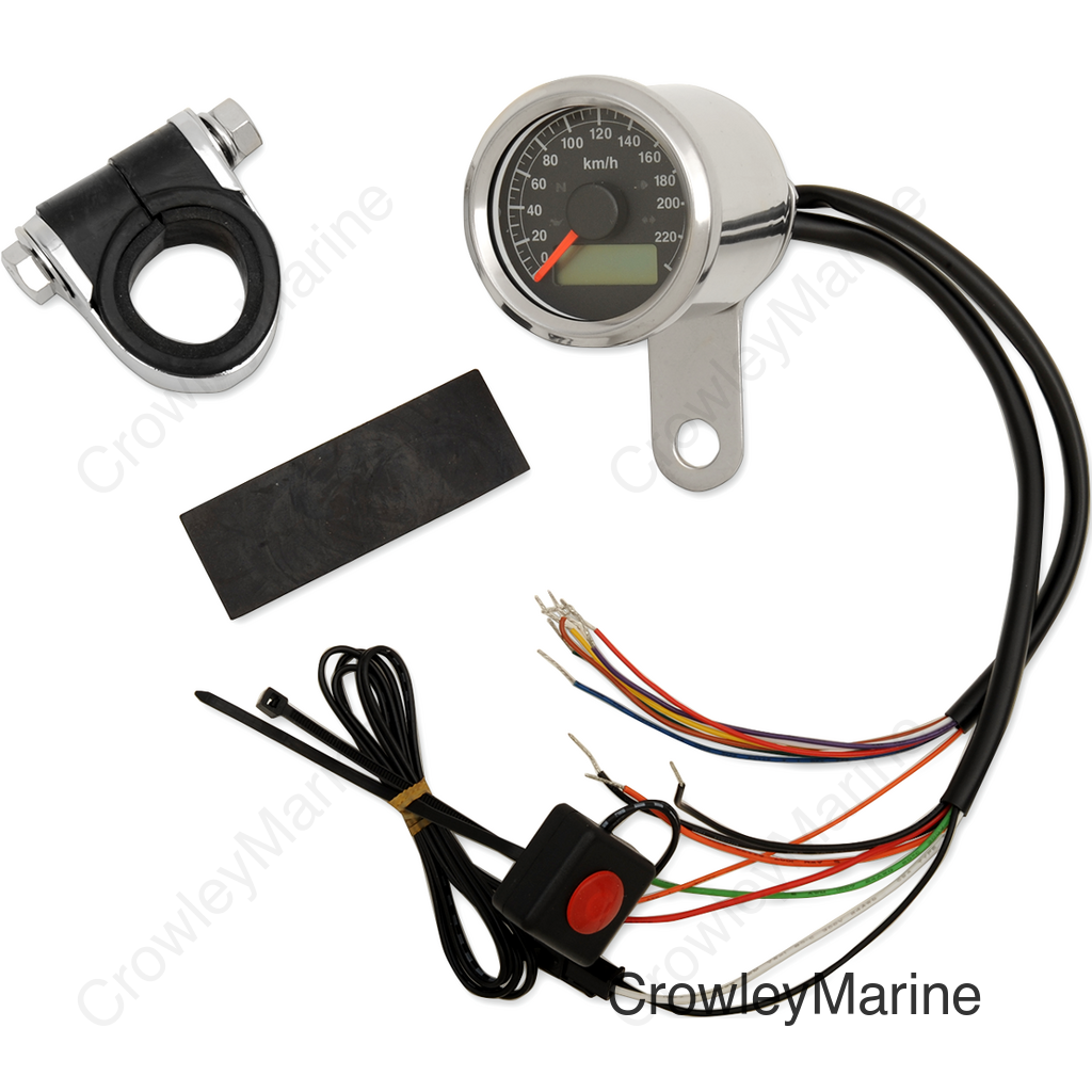 SPEEDO W/4LTS KPH SS/BLK