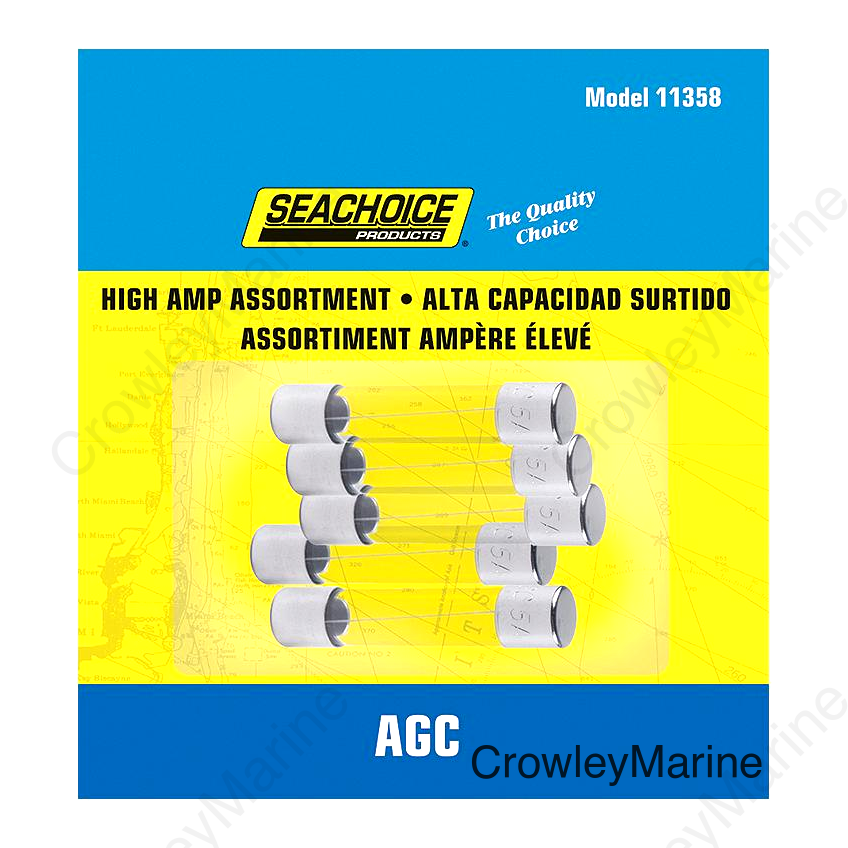 Seachoice High Amp AGC Glass Fuse Assortment, 5ea