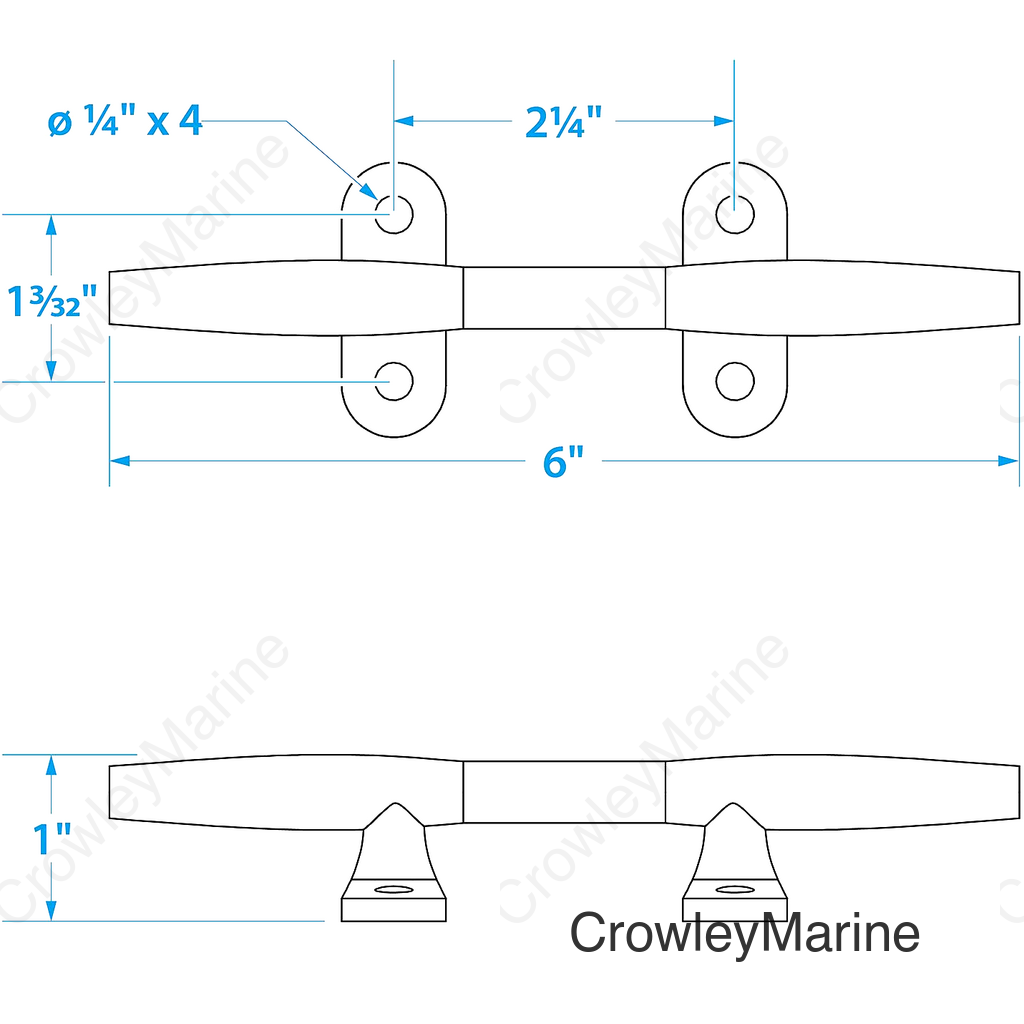 Seachoice Stainless Steel Hollow Base 6 In. Boat Dock and Anchor Line Cleat