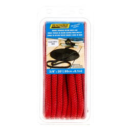 Seachoice Double-Braid Nylon Dock Line w/ Eye Splice, Pre-Shrunk, Heat Stabilized, 3/8 In. X 20 Ft., Red thumbnail-2