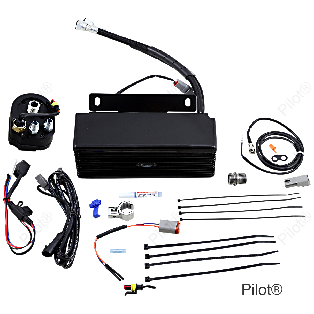 Below Regulator Mount Oil Cooler - Gloss Black - Touring/Trike