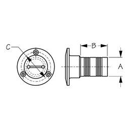 Seadog 3513201 Gas Deck Fill , A: 1-1/2" Hose, B:3", C:3", #10 FH, Gas thumbnail-1