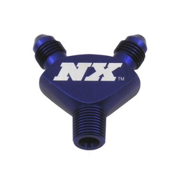Nitrous Express 1/8NPT x 3AN x 3AN Billet Pure-Flo Y Fitting - Blue thumbnail-2