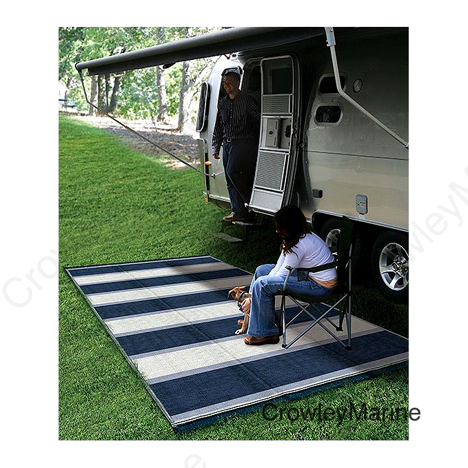 Open Air Stripe Awning Leisure Mat, 6' x 9' Blue