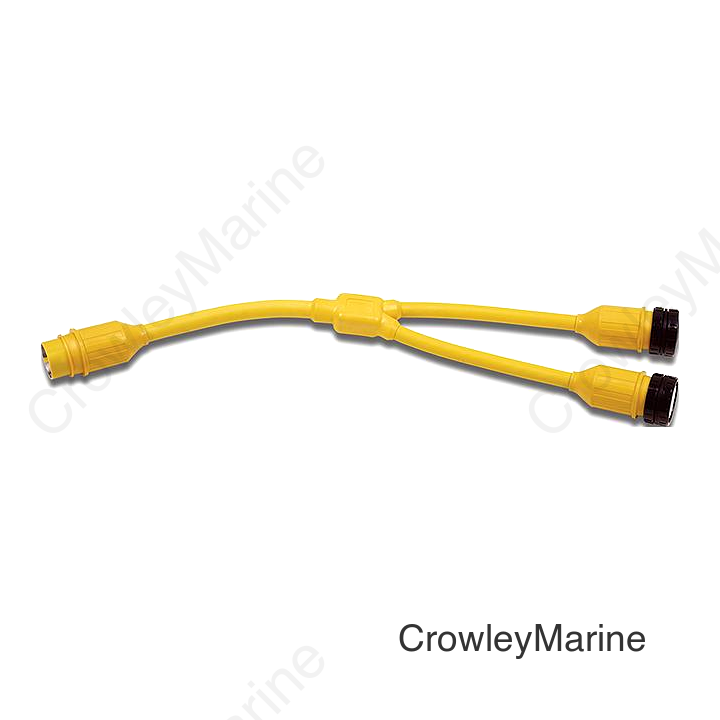 Marinco 154AY Standard "Y" Adapter Dock Side Male 50A 125V Locking to Boat Side Female 2-50A/125V Locking With Sealing Collar System