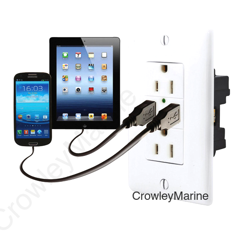120V USB CHGR DBLE WHI