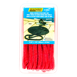 Seachoice Double-Braid Nylon Dock Line w/ Eye Splice, Pre-Shrunk, Heat Stabilized, 3/8 In. X 15 Ft., Red thumbnail-5
