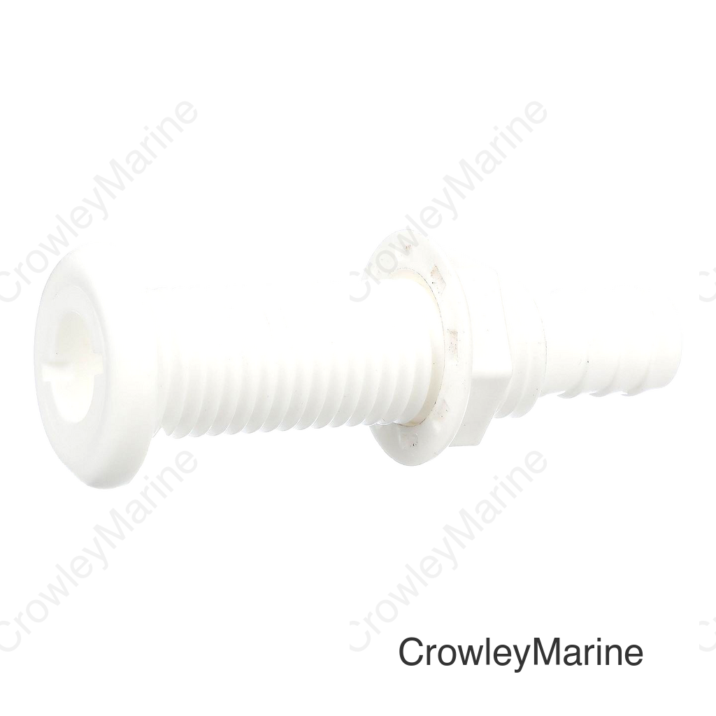 Seachoice Polypropylene Extra Long Thru-Hull Connector for 3/4 in. ID Hose, White Finish