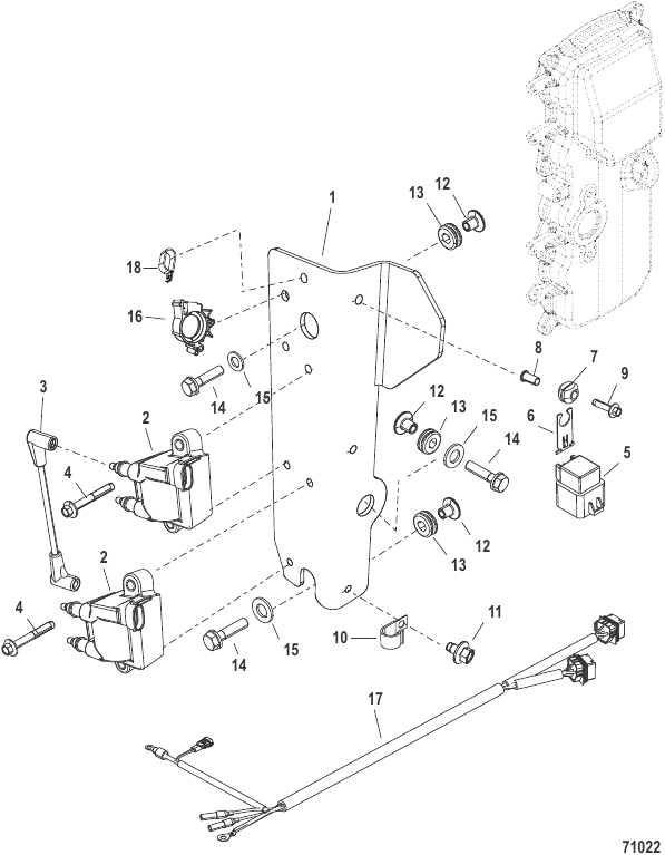Serial Range Outboard 60R EFI Racing (4-STROKE) - 1C615064 & Up - Ignition Coil Mounting