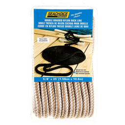 Seachoice Double-Braid Nylon Dock Line w/ Eye Splice, Pre-Shrunk, Heat Stabilized, 5/8 In. X 35 Ft., Gold White thumbnail-4