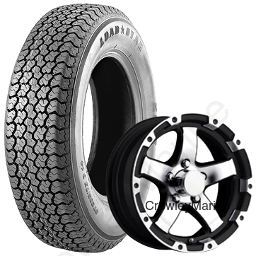ST205/75R14"; 5-Hole Black Mach Lip & Spoke, Load Range C