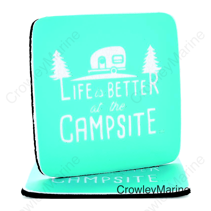 Camco 53230 Neoprene Coaster Life is Better 2 Pack
