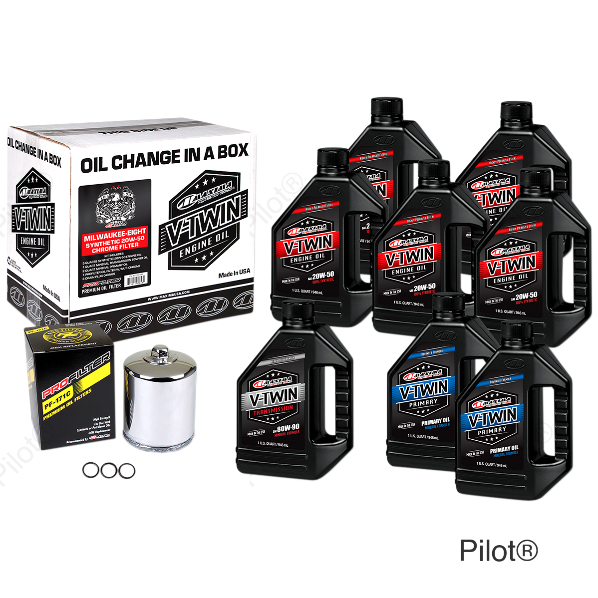 M8 Synthetic 20W-50 Oil Change Kit - Chrome Filter