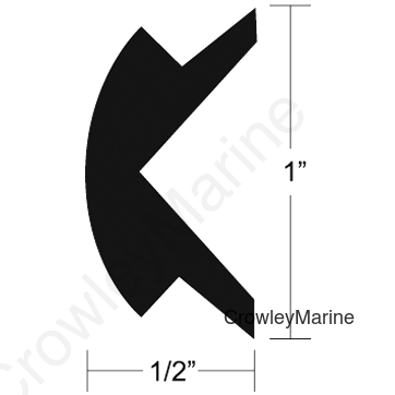 70'L x 1"H x 1/2"W, Black