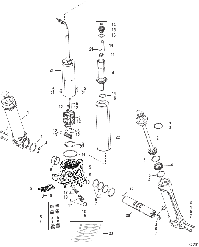 Serial Range Outboard 300R AMS Racing (4-STROKE)(4.6L)(V8) - 1E081459 & Up - Power Trim Components