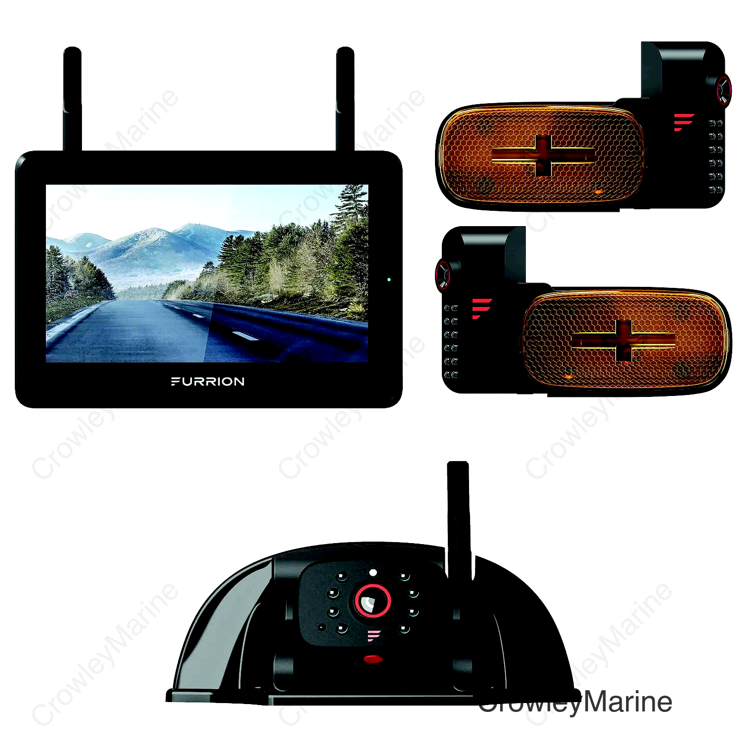 Furrion 2021124369 Vision S®+ RV Observation System- 7" Monitor, side Cameras with LED Marker Lights, Sharkfin Camera
