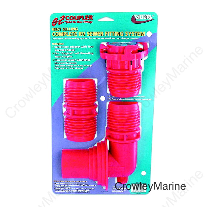 Valterra F02-3303 Red EZ RV Coupler System | Includes Valve Adapter, Coupler & Universal Sewer Adapter