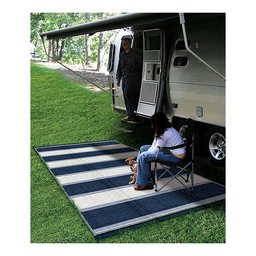 Open Air Stripe Awning Leisure Mat, 6' x 9' Blue thumbnail-0