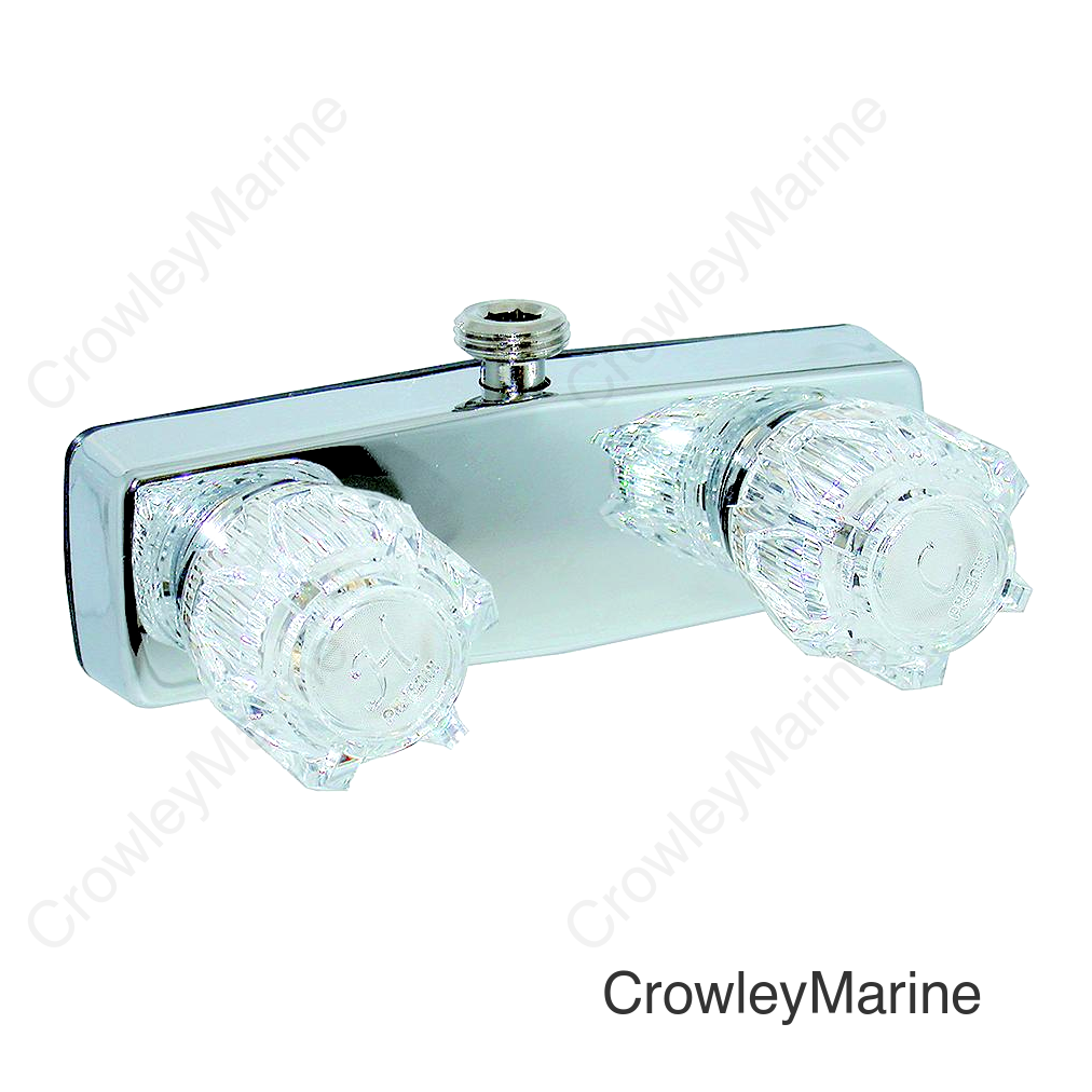 Valterra Phoenix PF213321 Chrome Finish Two Handle 4" RV Shower Valve Faucet with Clear Acrylic Knobs