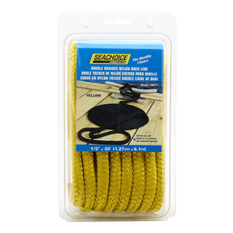 Seachoice Double-Braid Nylon Dock Line w/ Eye Splice, Pre-Shrunk, Heat Stabilized, 1/2 In. X 20 Ft., Yellow thumbnail-2