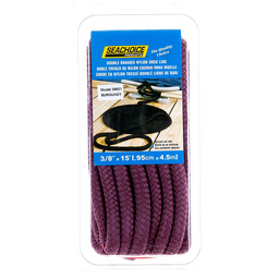 Seachoice Double-Braid Nylon Dock Line w/ Eye Splice, Pre-Shrunk, Heat Stabilized, 3/8 In. X 15 Ft., Burgundy thumbnail-3
