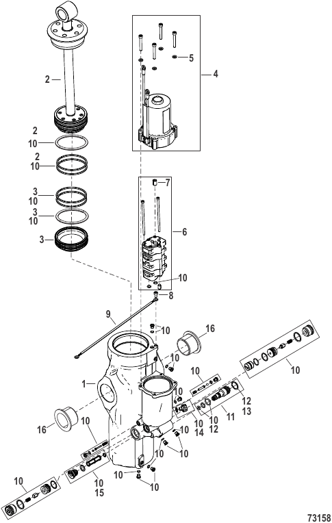 Serial Range Outboard 500 SeaPro (4-STROKE)(7.6L)(V12) - 3B060047 & Up - Power Trim Components