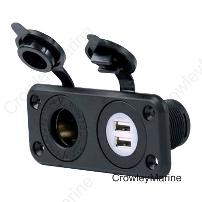 Marinco 12VCOMBO SeaLink Deluxe Dual USB Charger and 12V Receptacle