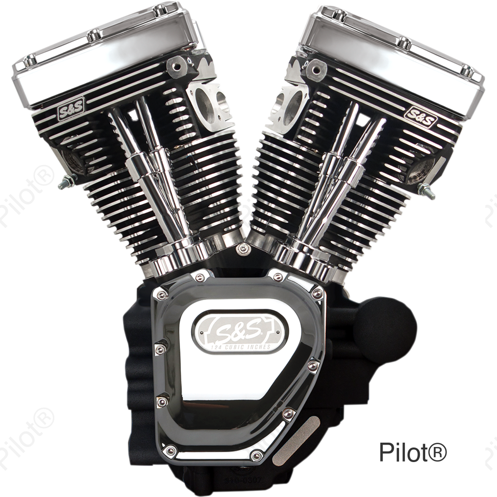 T124 Long Block Engine - Wrinkle Black and Chrome - FXD | FXDWG