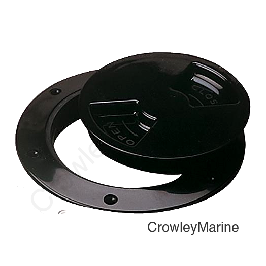Seadog 3361651 Smooth Finish Quarter-Turn Deck Plate, Black,A:6-1/2" , B:8-1/8", C:6-1/2", D:7-3/8"