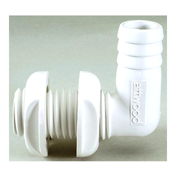 Attwood Thru Hull Connector For Hose, White, 90 Degree - 3/4" thumbnail-0