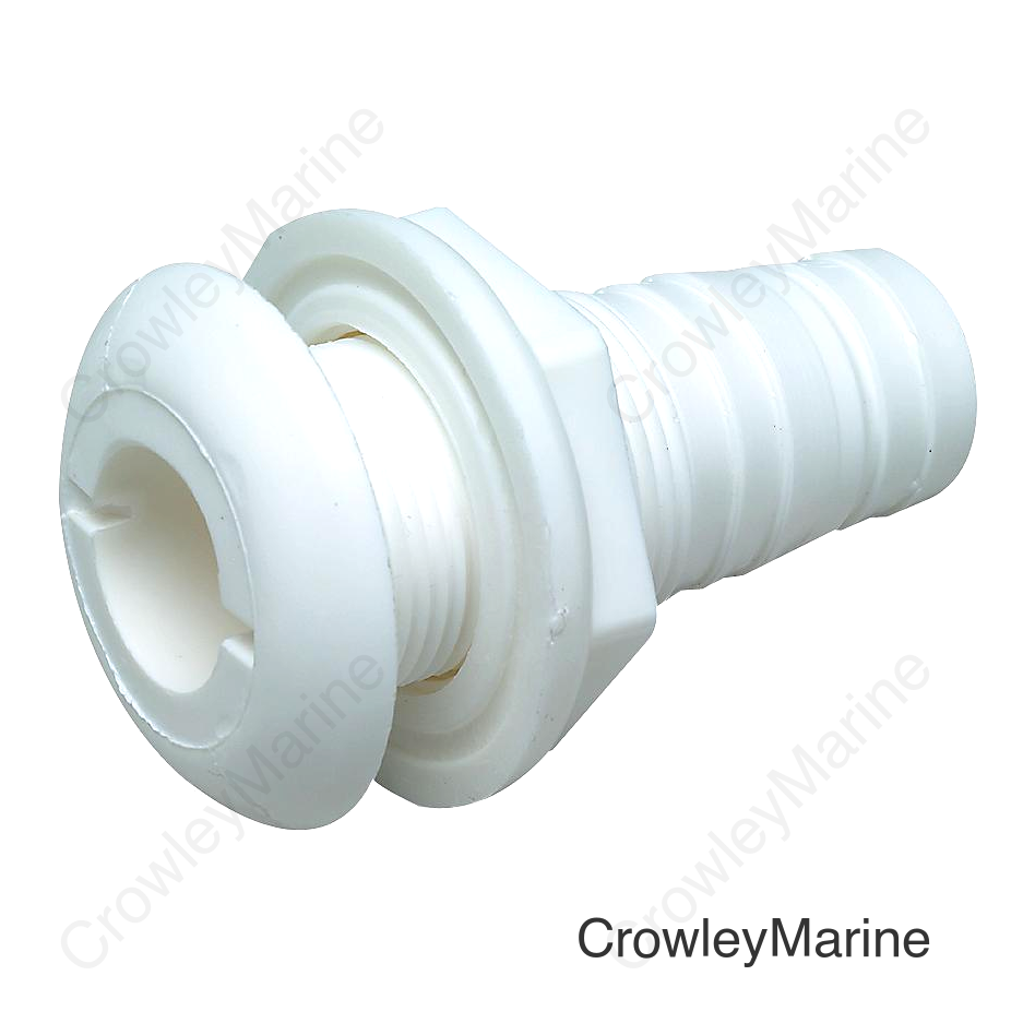 3/4" White Plastic Thru-Hull w/Broad Flange