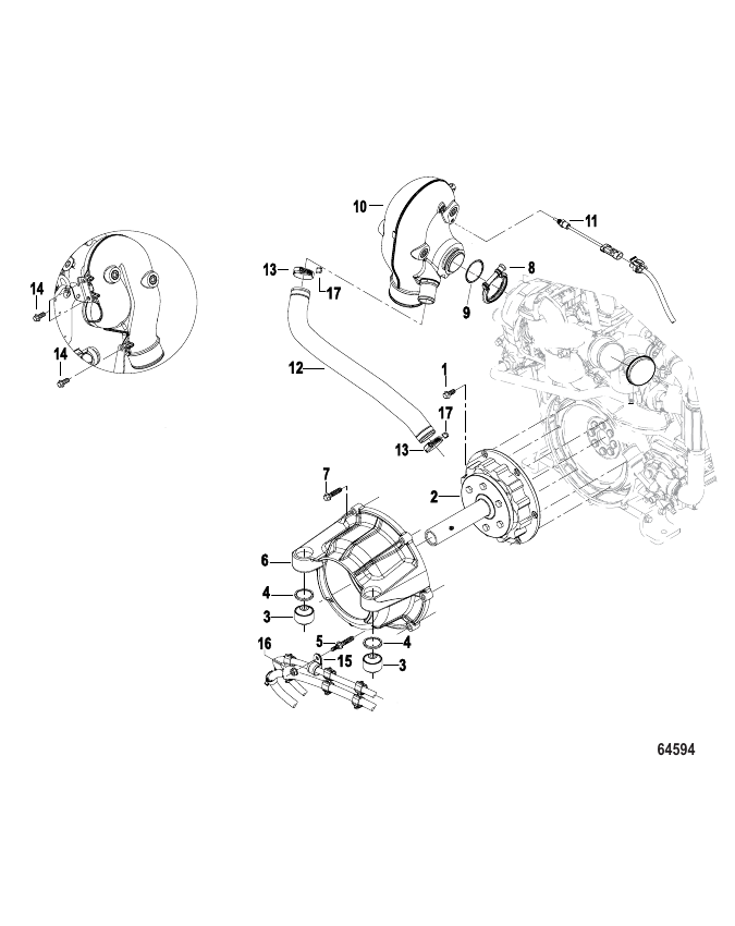 Flywheel Housing and Exhaust Riser Sterndrive - Serial Range Stern ...