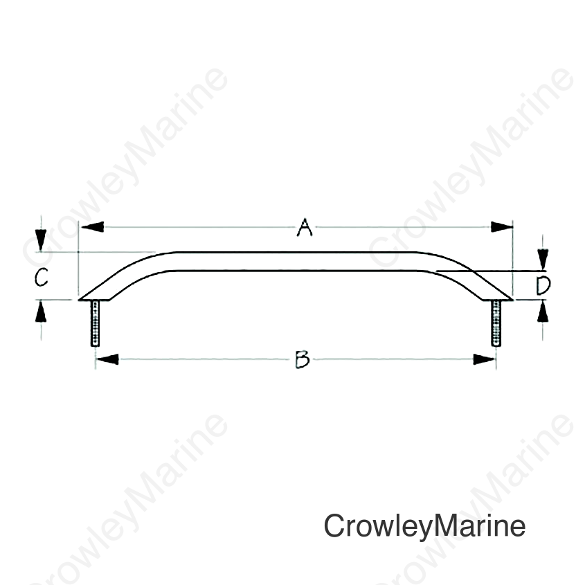 Sea-Dog 2546111 Stud Mount Handrail, Tube: 3/4", A:8-3/4 " B: 7-1/2" C:1-3/4" D:1-1/4" Fastener: 5/16"-18 Nut, Weight: .33, Black Matte