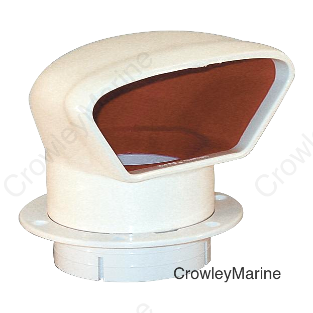 Marinco Snap-In Deluxe Low Profile PVC Cowl Vent, White With Bright Red Interior (Includes White Snap-In Deck Plate and Cover)
