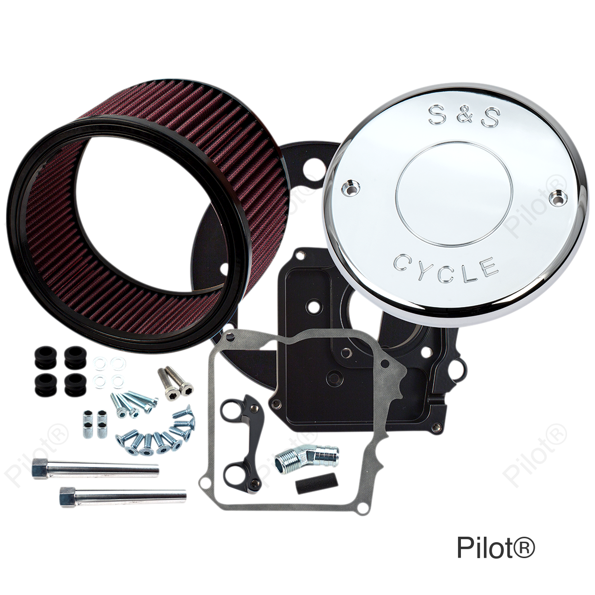 Air Cleaner Kit with Cover - Nostalgic Script - Chrome