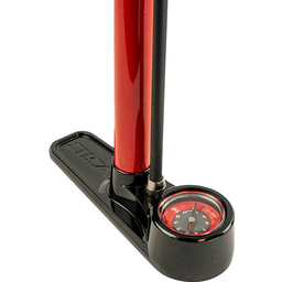 Silca Pista Floor Pump - Steel Body Compact Ash Wood Handle 220psi Classic Press-On Chuck Red