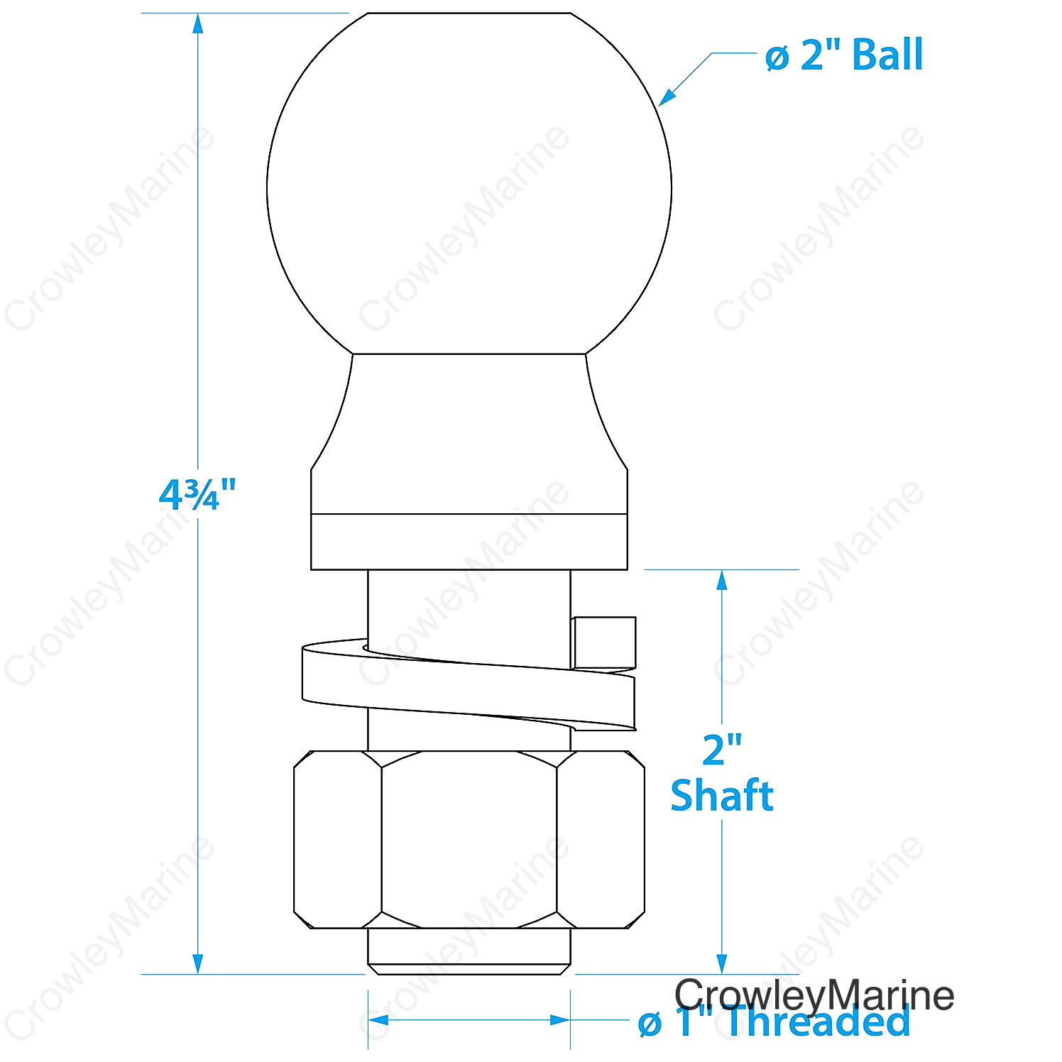 Seachoice Boat Trailer Coupler Ball 2 in. SAE Class III